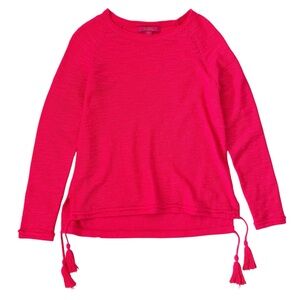 Lilly Pulitzer Jody‎ Scope Neck Knit Sweater Tassel Ties in Bright Pink SZ S